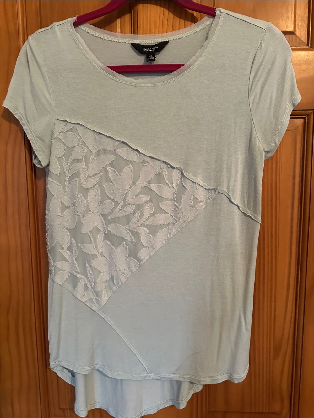 Simply Vera Vera Wang pale green Short Sleeve Lace-Accent Tee